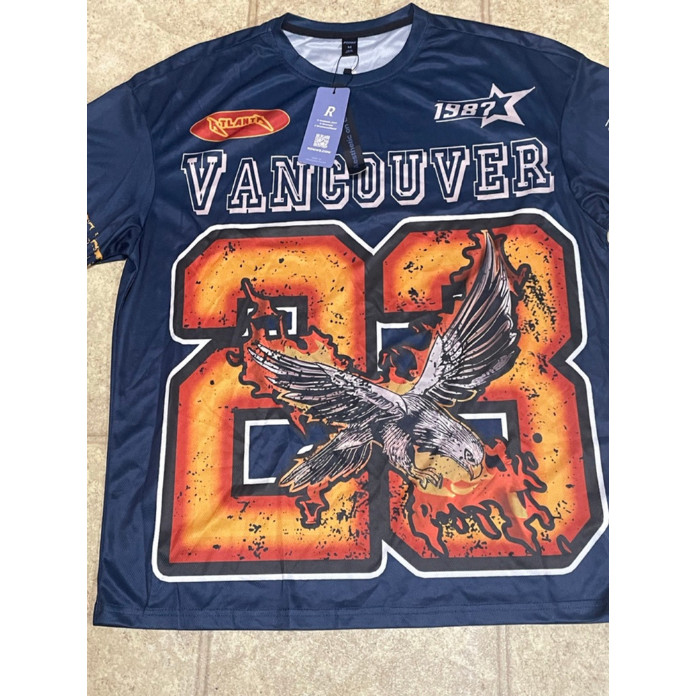 Men's ROMWE Navy Blue & Orange Vancouver 23 Graphic Jersey M - Picture 4 of 5
